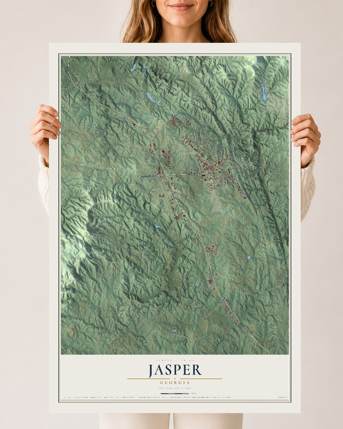 Jasper, Georgia map print, 24" x 36" Archival Matte Print mockup