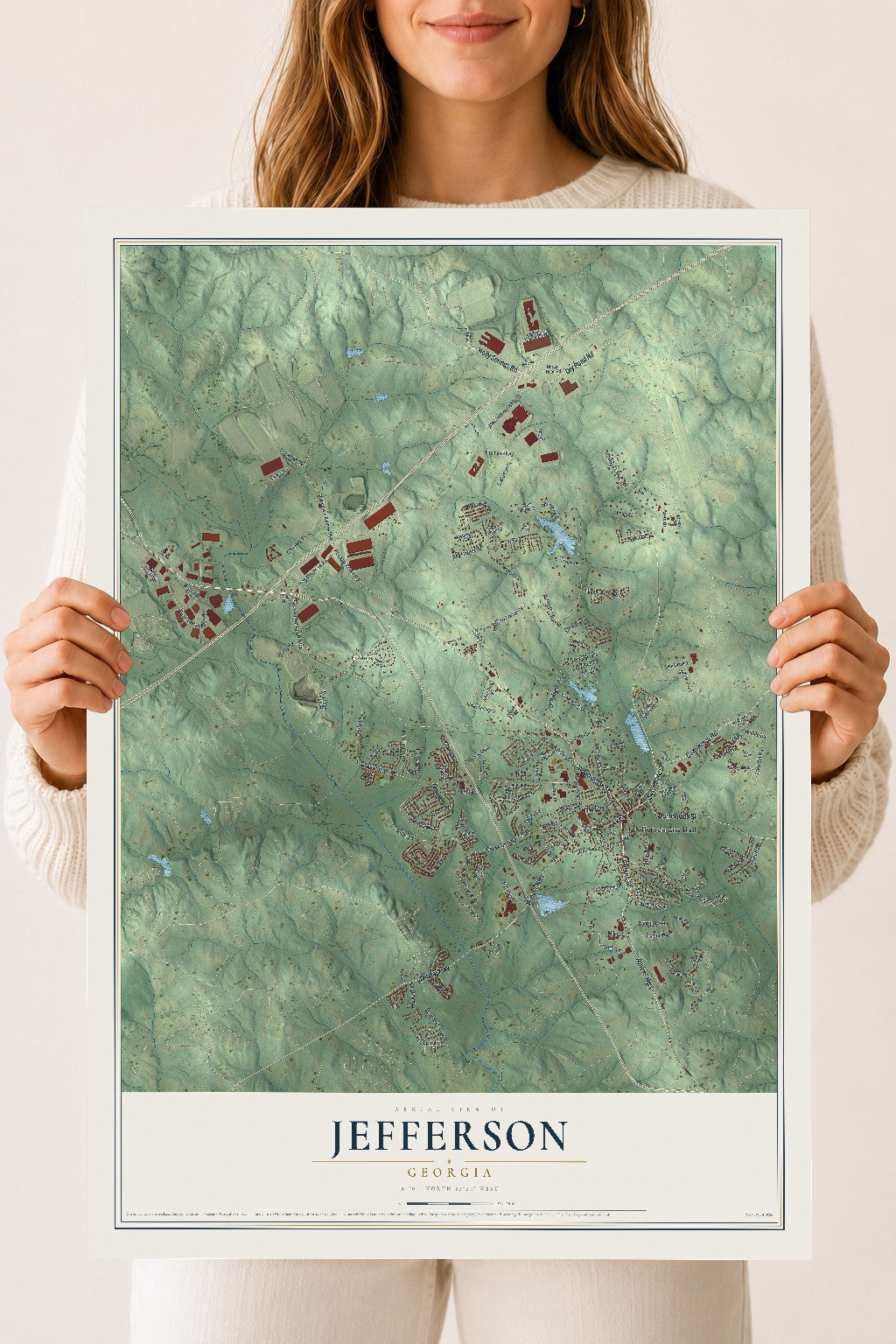 Jefferson, Georgia map print, 18" x 24" Archival Matte Print mockup