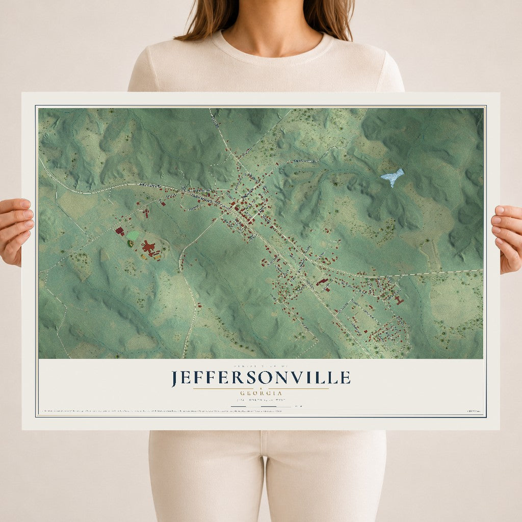 Jeffersonville, Georgia map print, 18" x 24" Archival Matte Print mockup