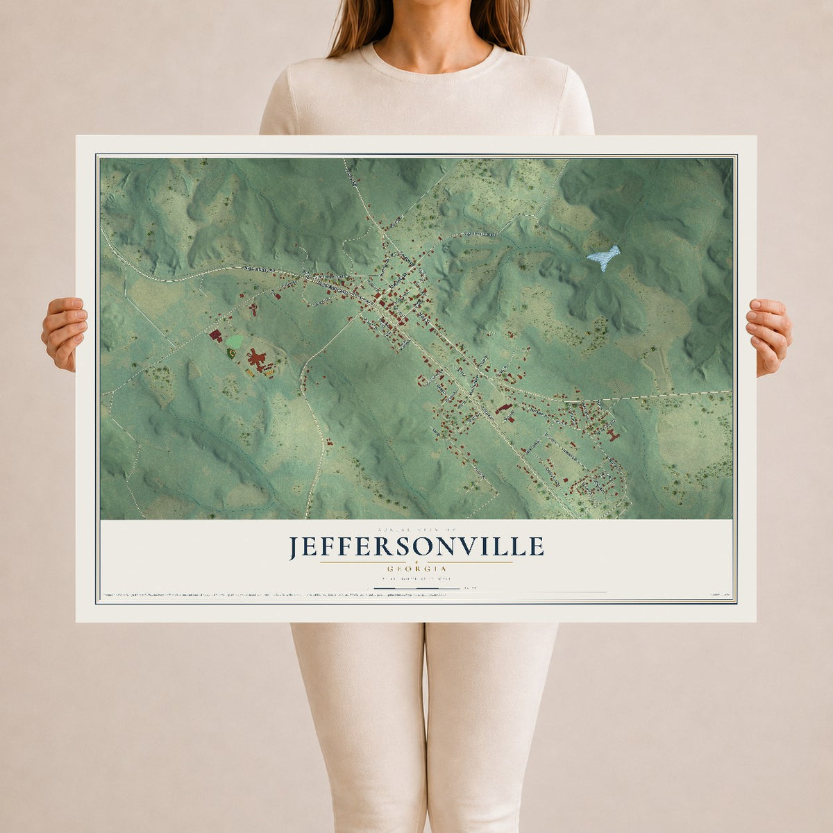 Jeffersonville, Georgia map print, 24" x 36" Archival Matte Print mockup