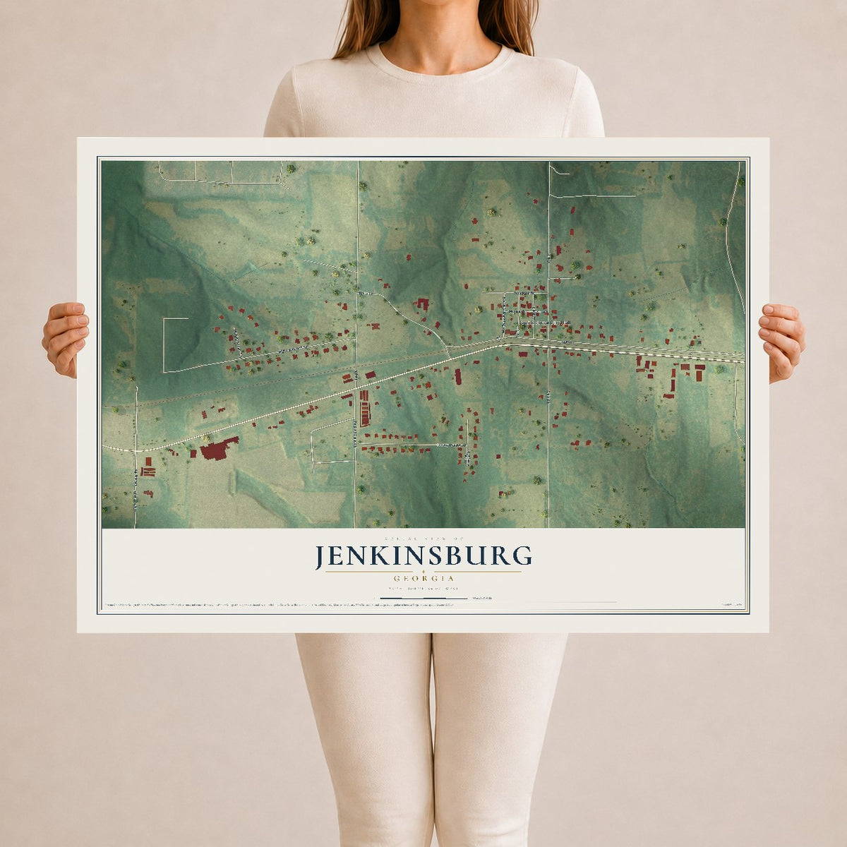 Jenkinsburg, Georgia map print, 24" x 36" Archival Matte Print mockup