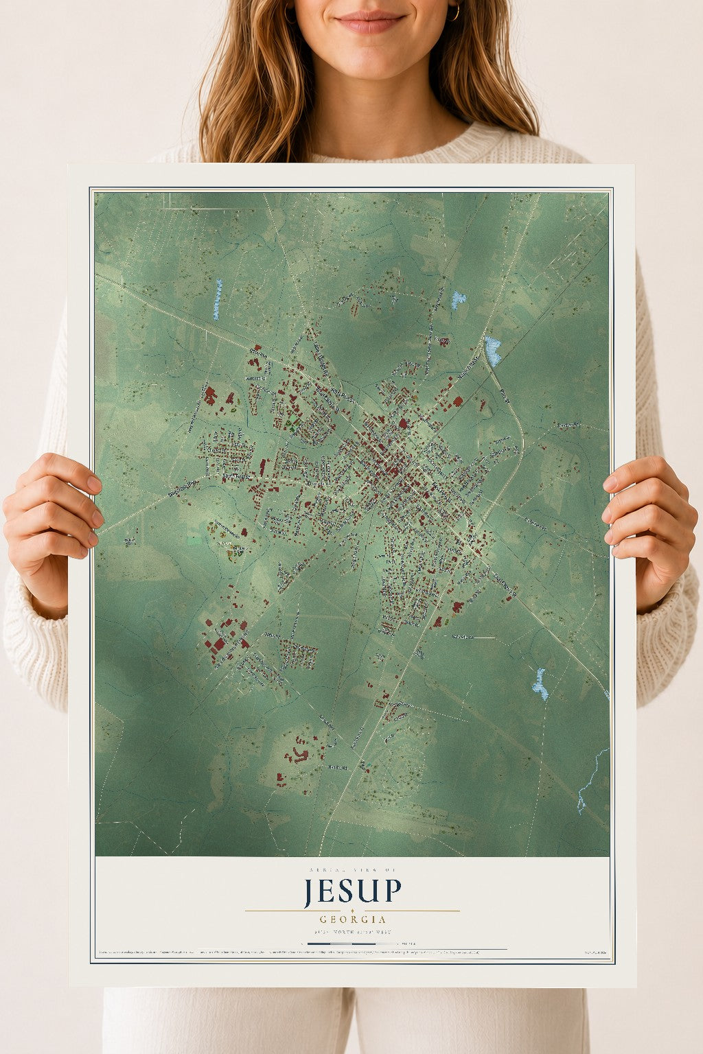 Jesup, Georgia map print, 18" x 24" Archival Matte Print mockup