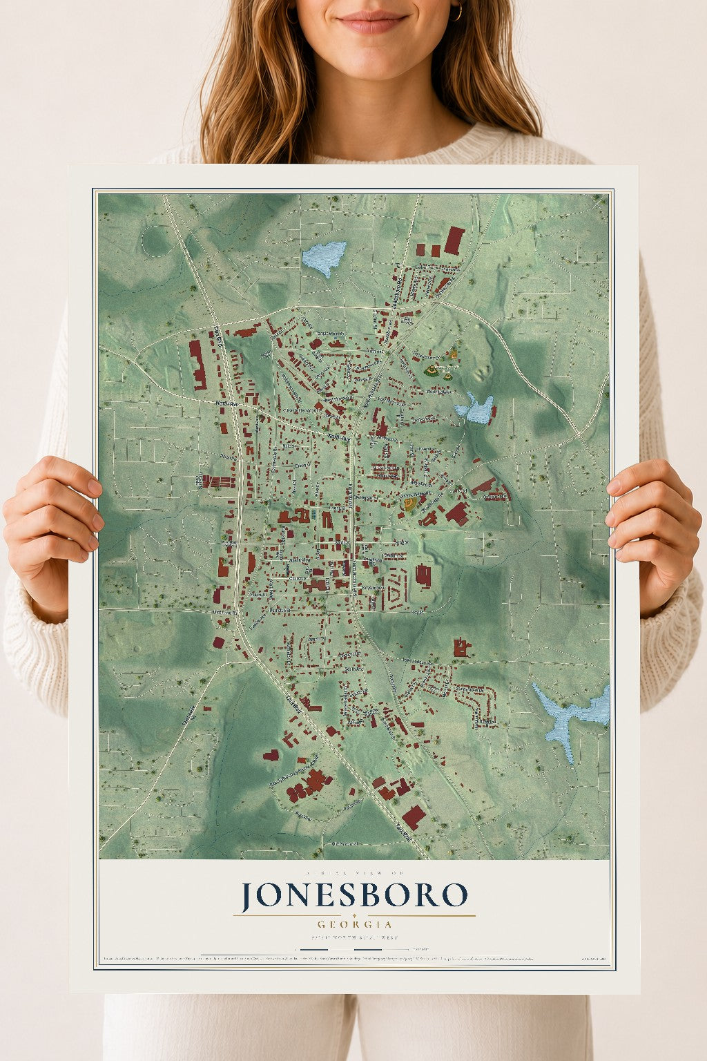 Jonesboro, Georgia map print, 18" x 24" Archival Matte Print mockup