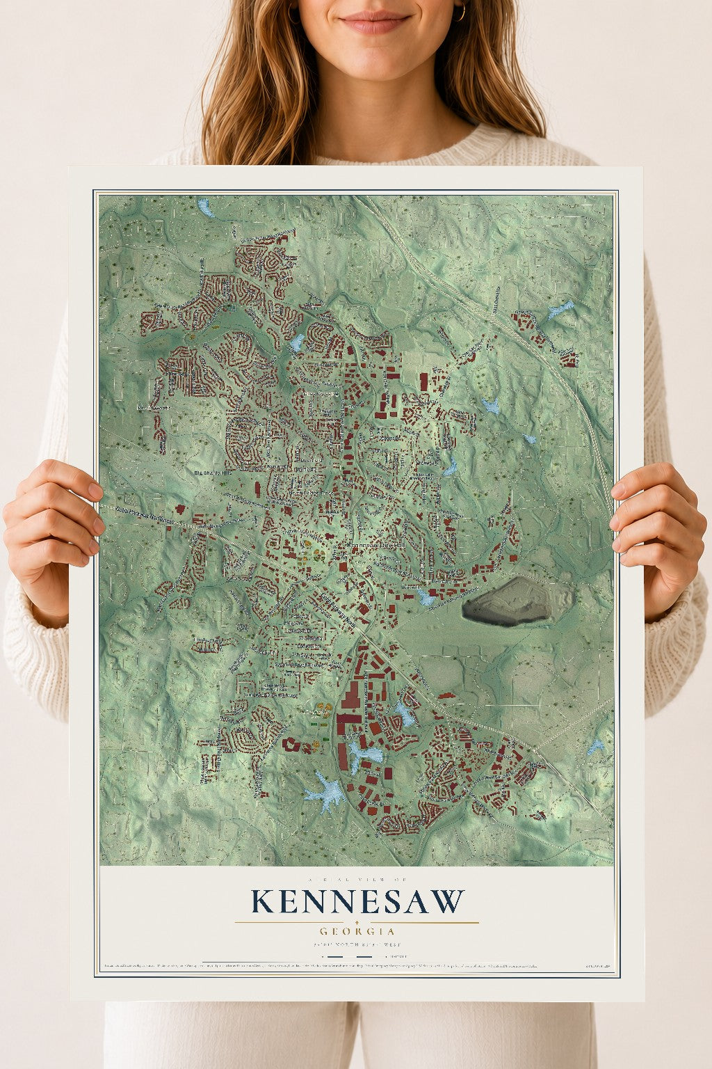 Kennesaw, Georgia map print, 18" x 24" Archival Matte Print mockup