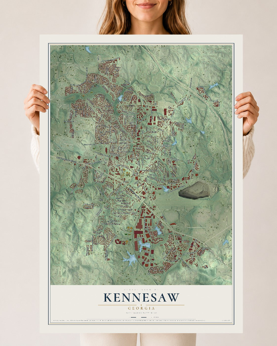 Kennesaw, Georgia map print, 24" x 36" Archival Matte Print mockup