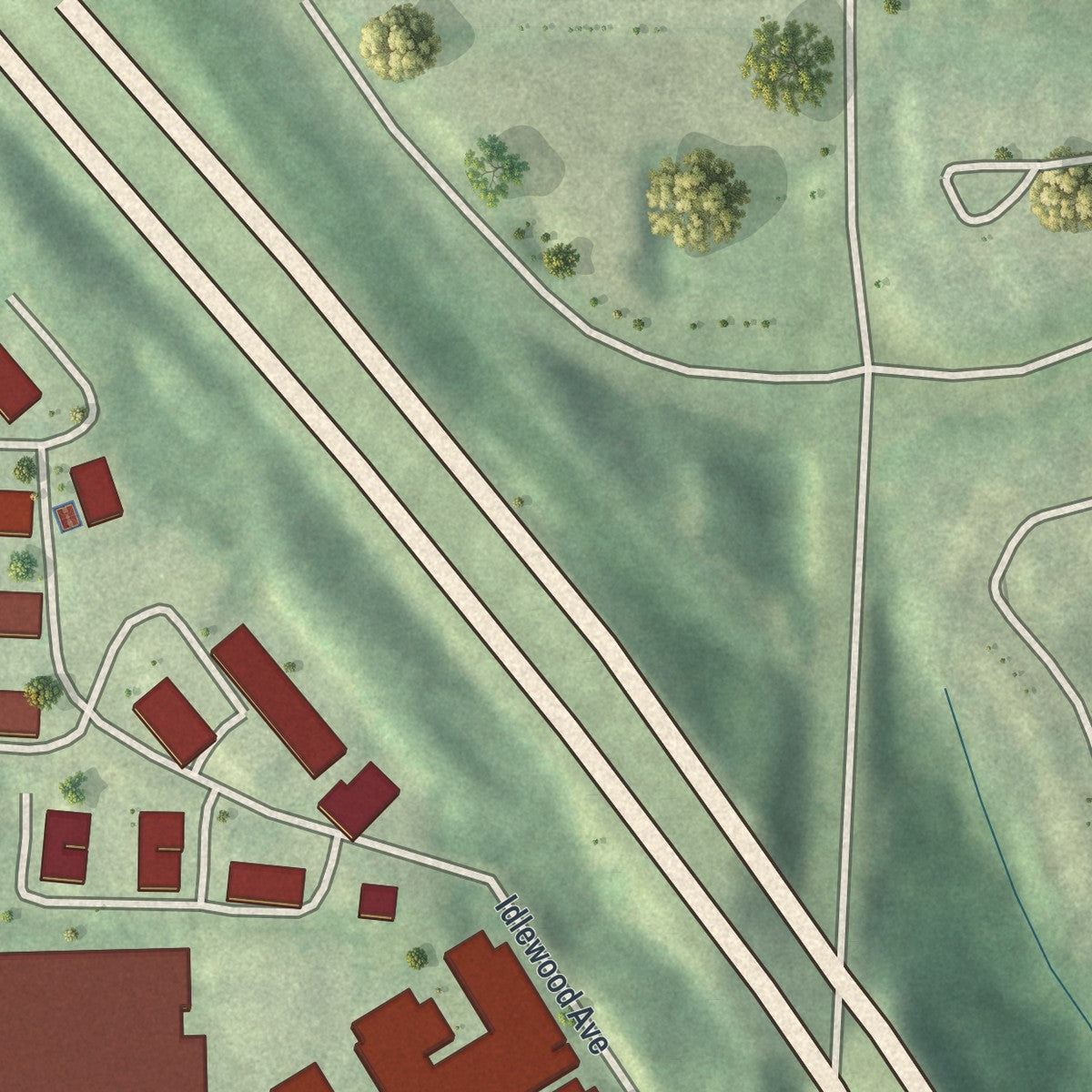 Close-up of the map of Kennesaw State University, Georgia print showing street and building detail