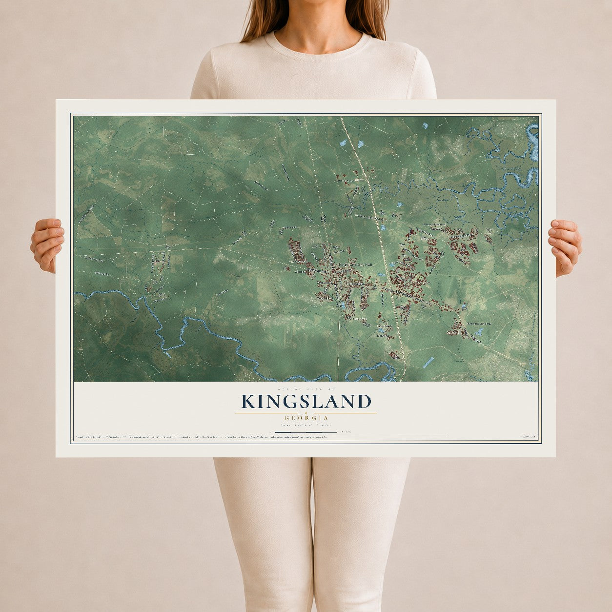 Kingsland, Georgia map print, 24" x 36" Archival Matte Print mockup