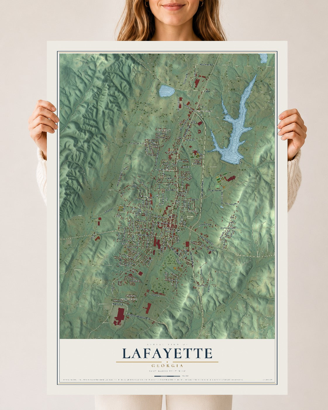 LaFayette, Georgia map print, 24" x 36" Archival Matte Print mockup