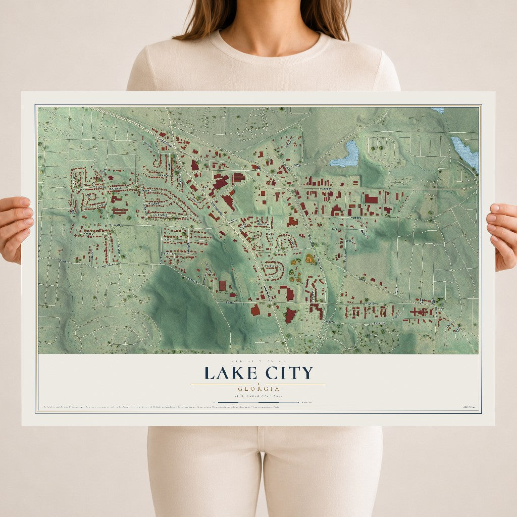 Lake City, Georgia map print, 18" x 24" Archival Matte Print mockup