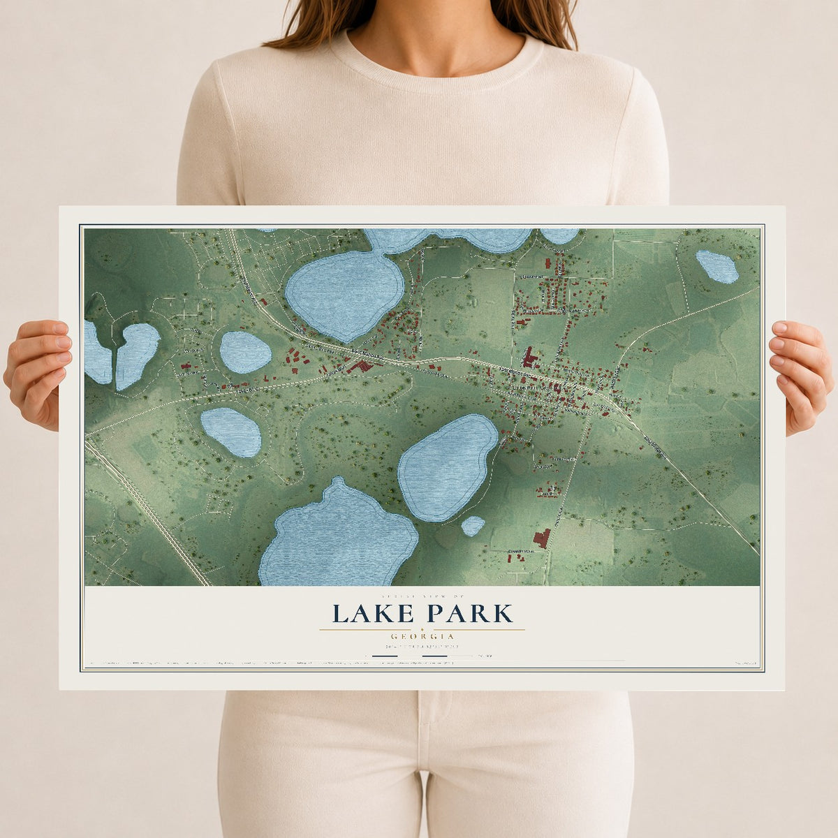Lake Park, Georgia map print, 12" x 18" Archival Matte Print mockup