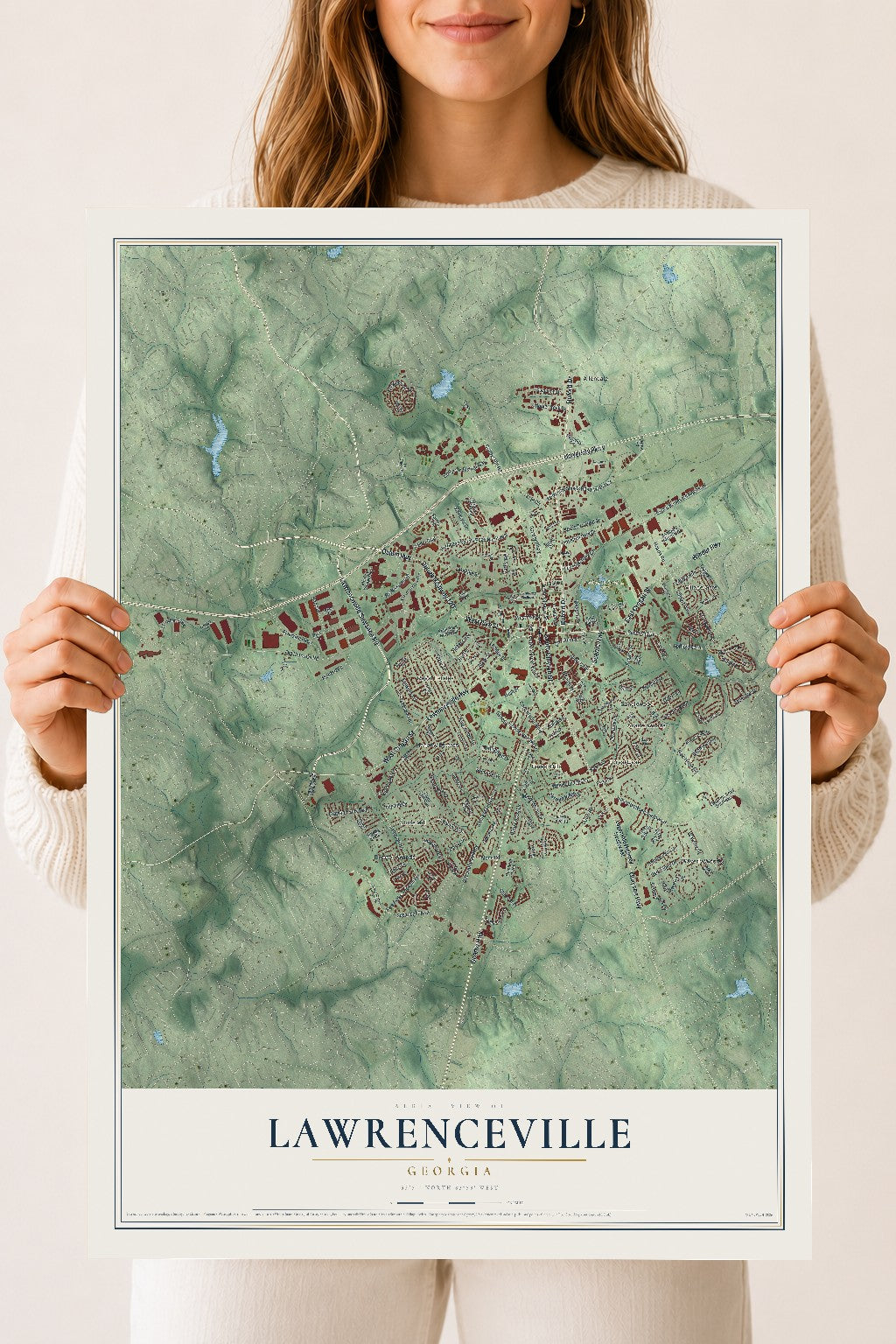 Lawrenceville, Georgia map print, 18" x 24" Archival Matte Print mockup