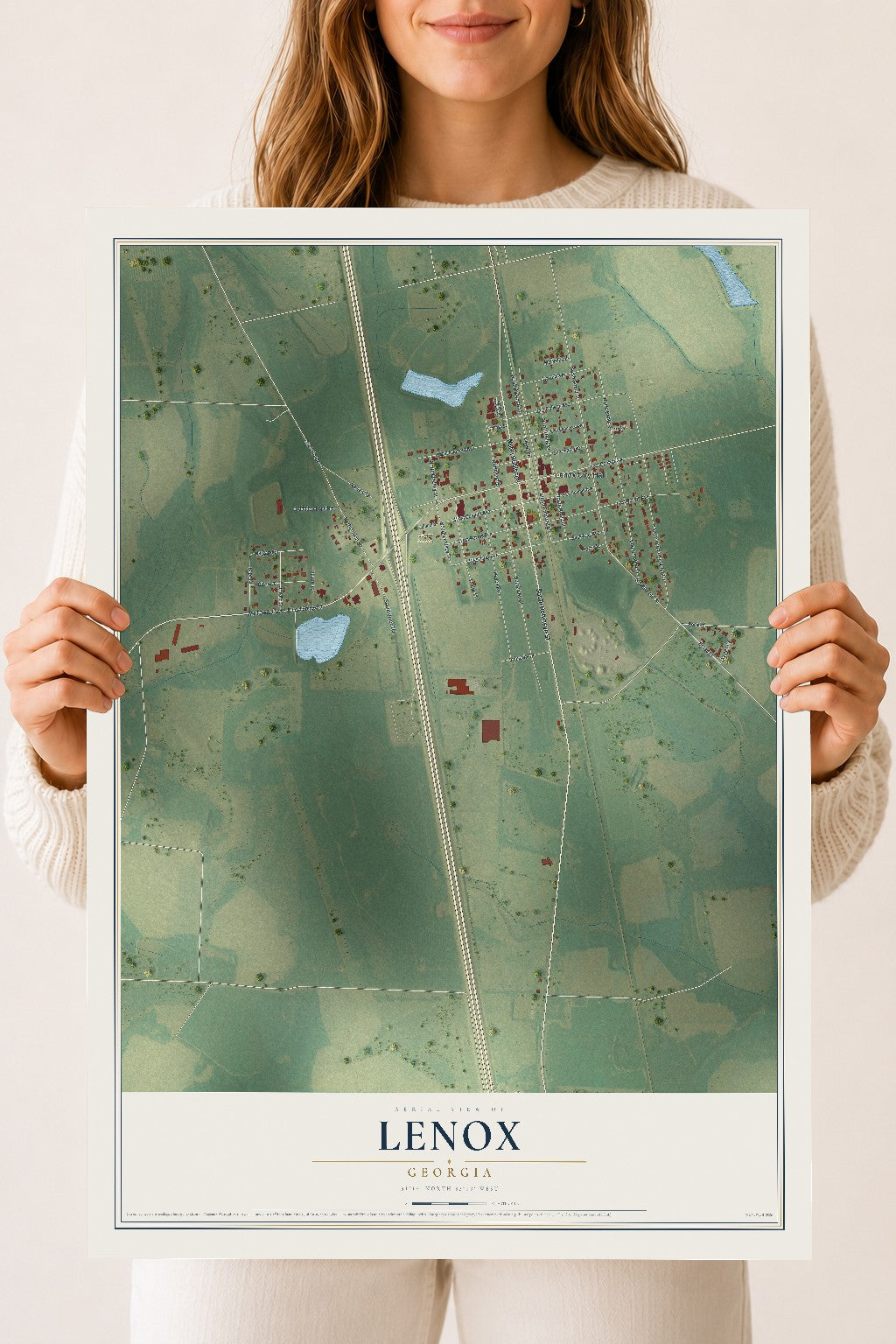 Lenox, Georgia map print, 18" x 24" Archival Matte Print mockup