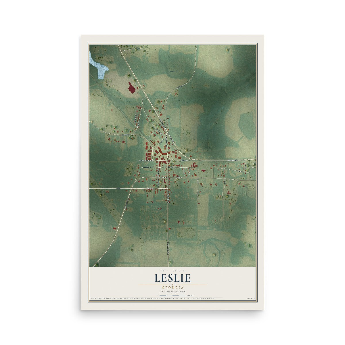 Leslie, Georgia map print, 12" x 18" Archival Matte Print mockup