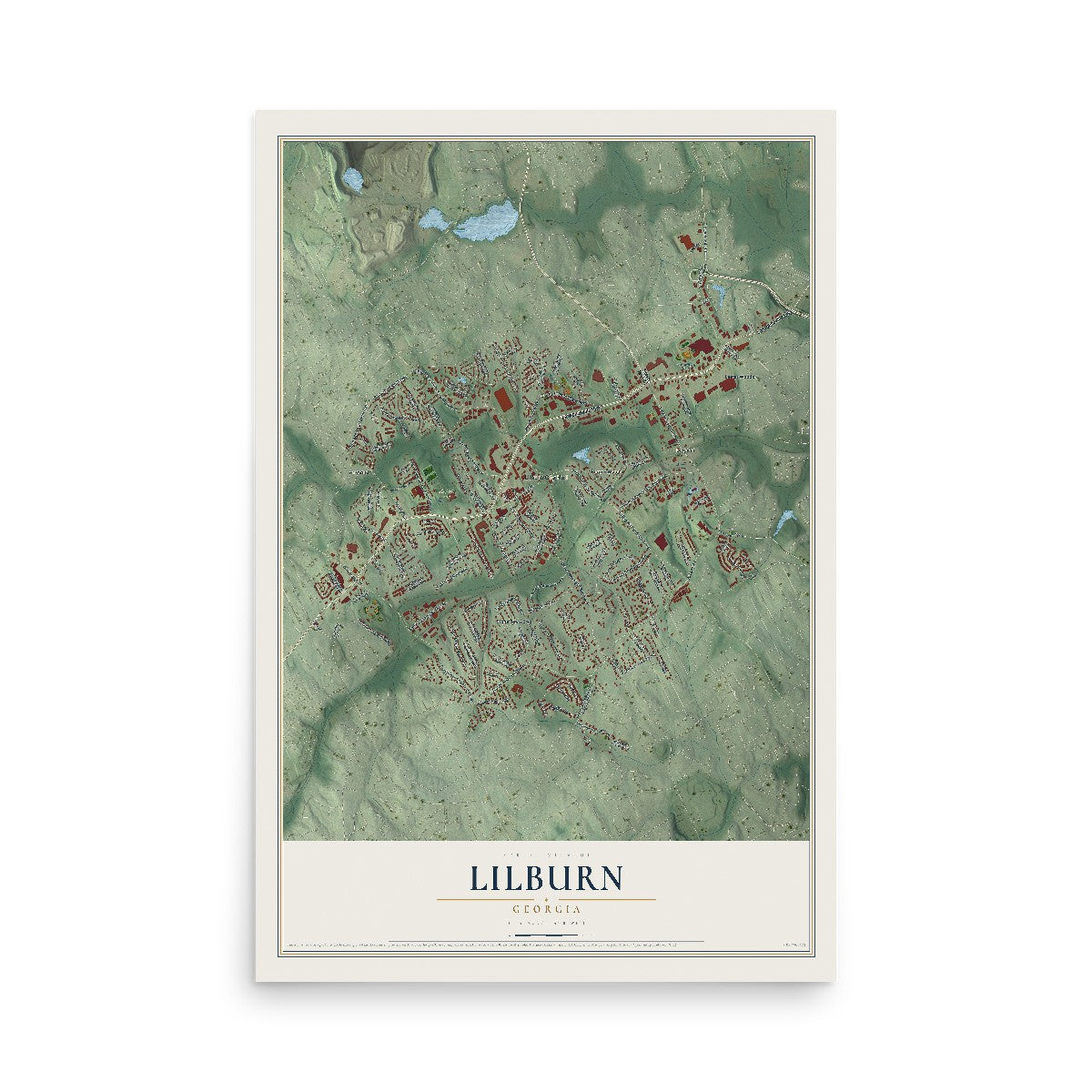 Lilburn, Georgia map print, 12" x 18" Archival Matte Print mockup