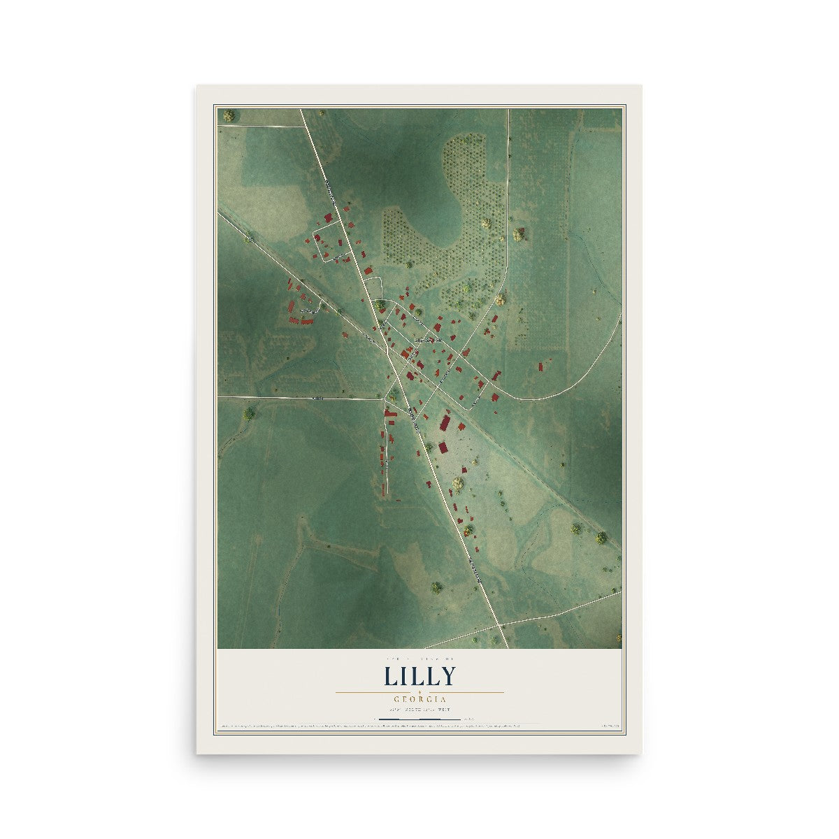 Lilly, Georgia map print, 12" x 18" Archival Matte Print mockup