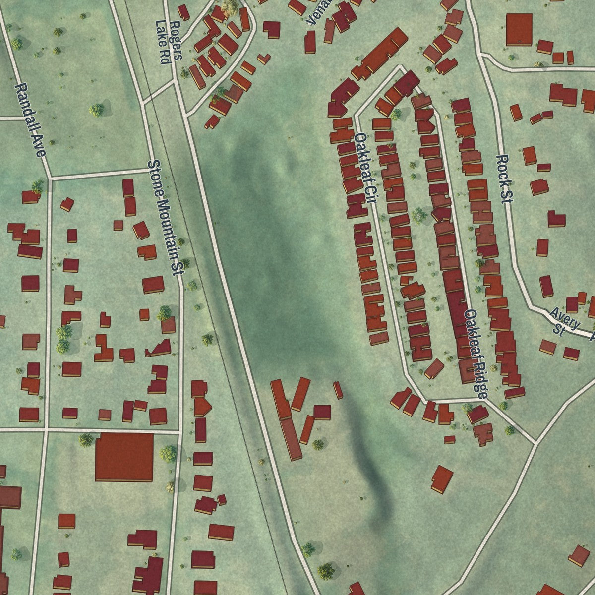 Close-up 1 of the Lithonia, Georgia map artwork
