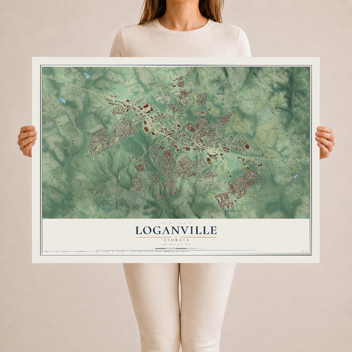 Loganville, Georgia map print, 24" x 36" Archival Matte Print mockup