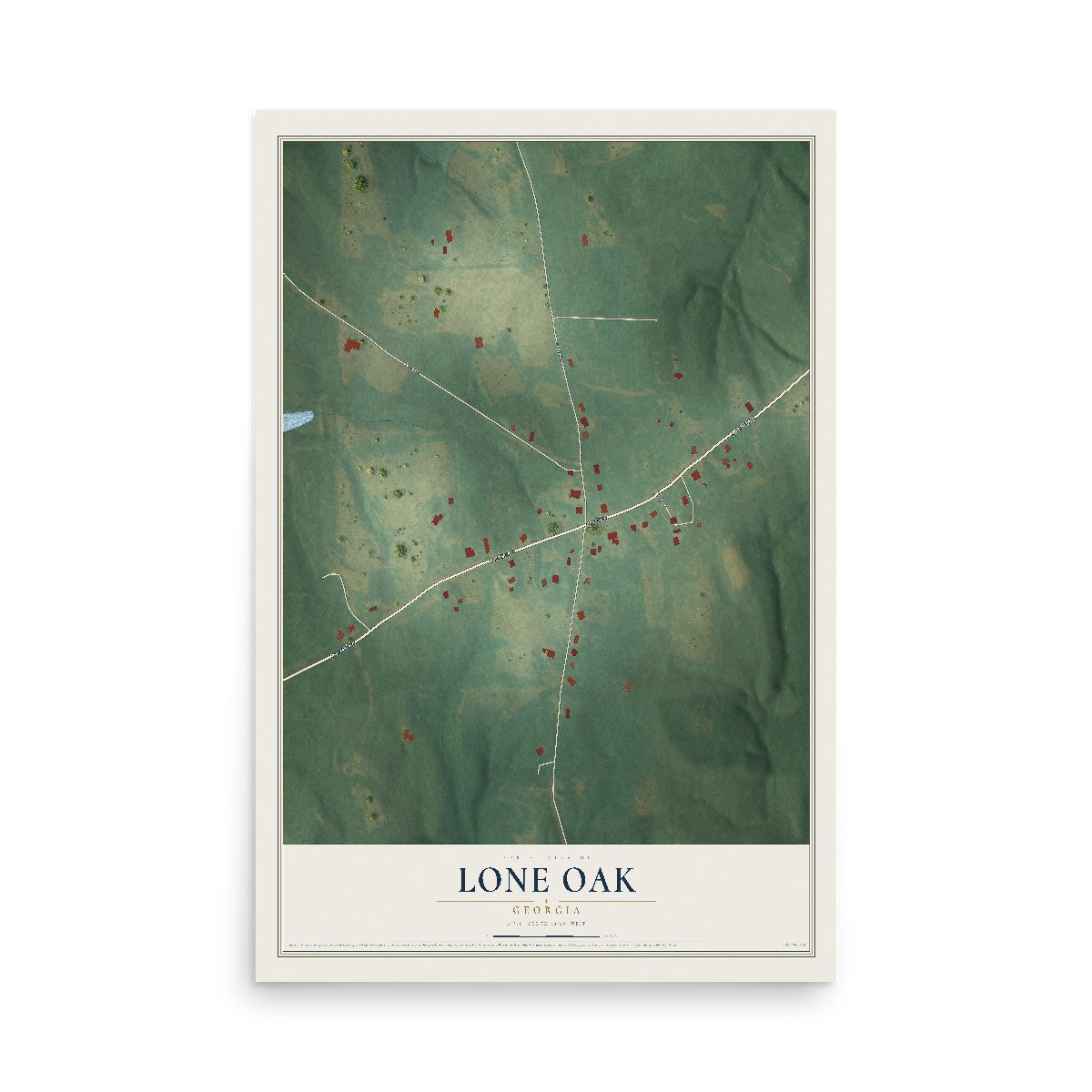 Lone Oak, Georgia map print, 12" x 18" Archival Matte Print mockup