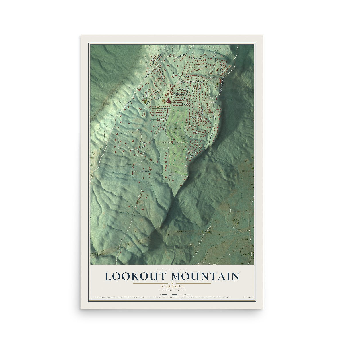 Lookout Mountain, Georgia map print, 12" x 18" Archival Matte Print mockup