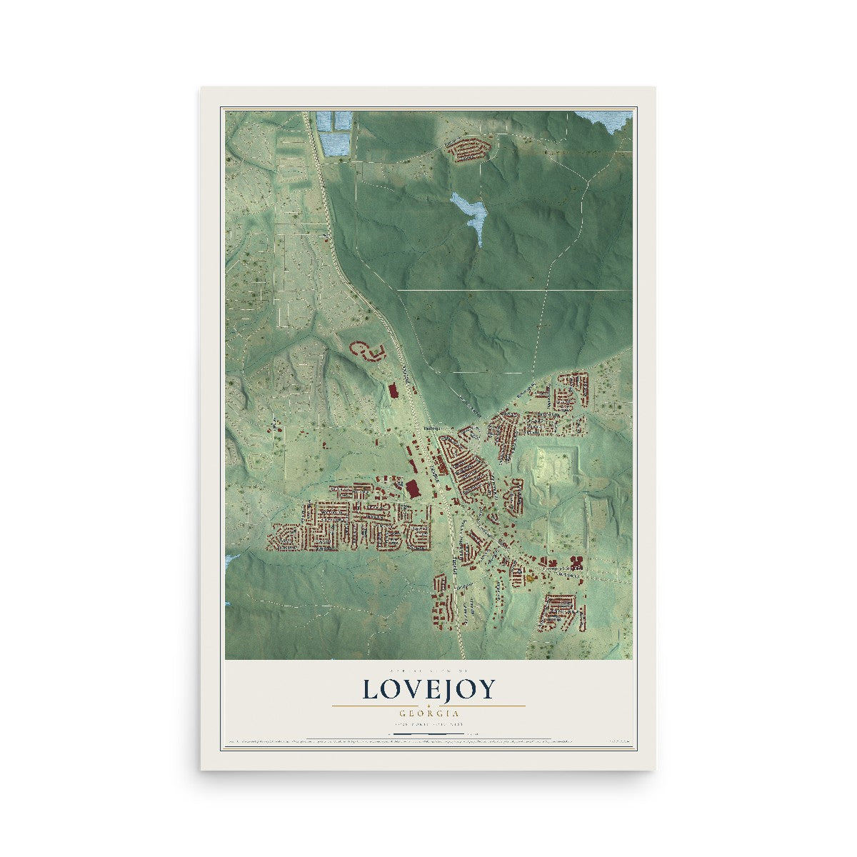 Lovejoy, Georgia map print, 12" x 18" Archival Matte Print mockup