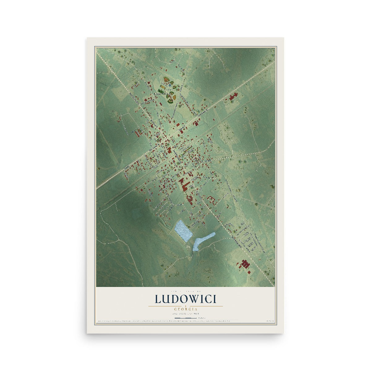 Ludowici, Georgia map print, 12" x 18" Archival Matte Print mockup