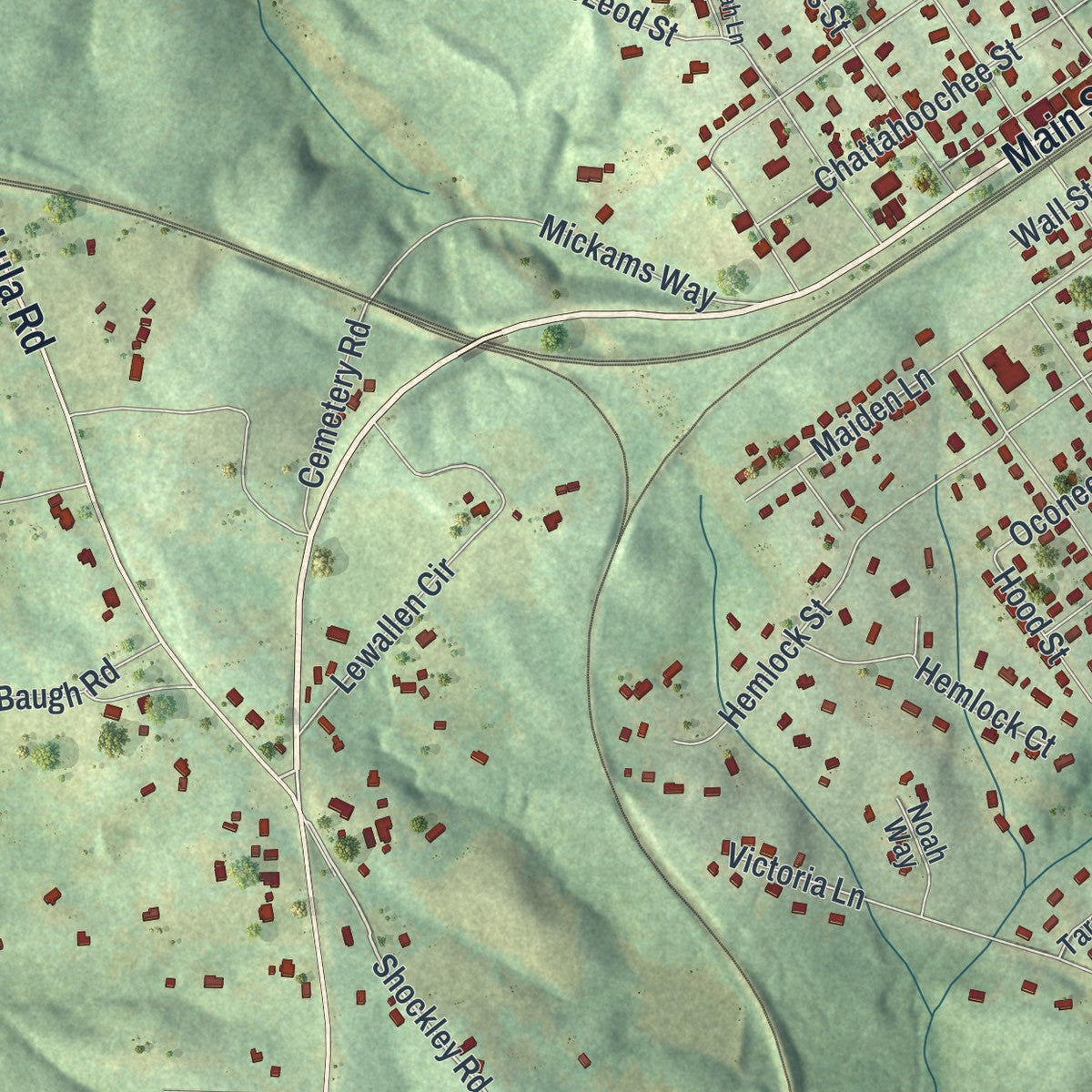 Close-up 2 of the Lula, Georgia map artwork