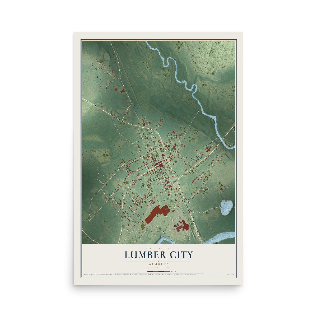 Lumber City, Georgia map print, 12" x 18" Archival Matte Print mockup