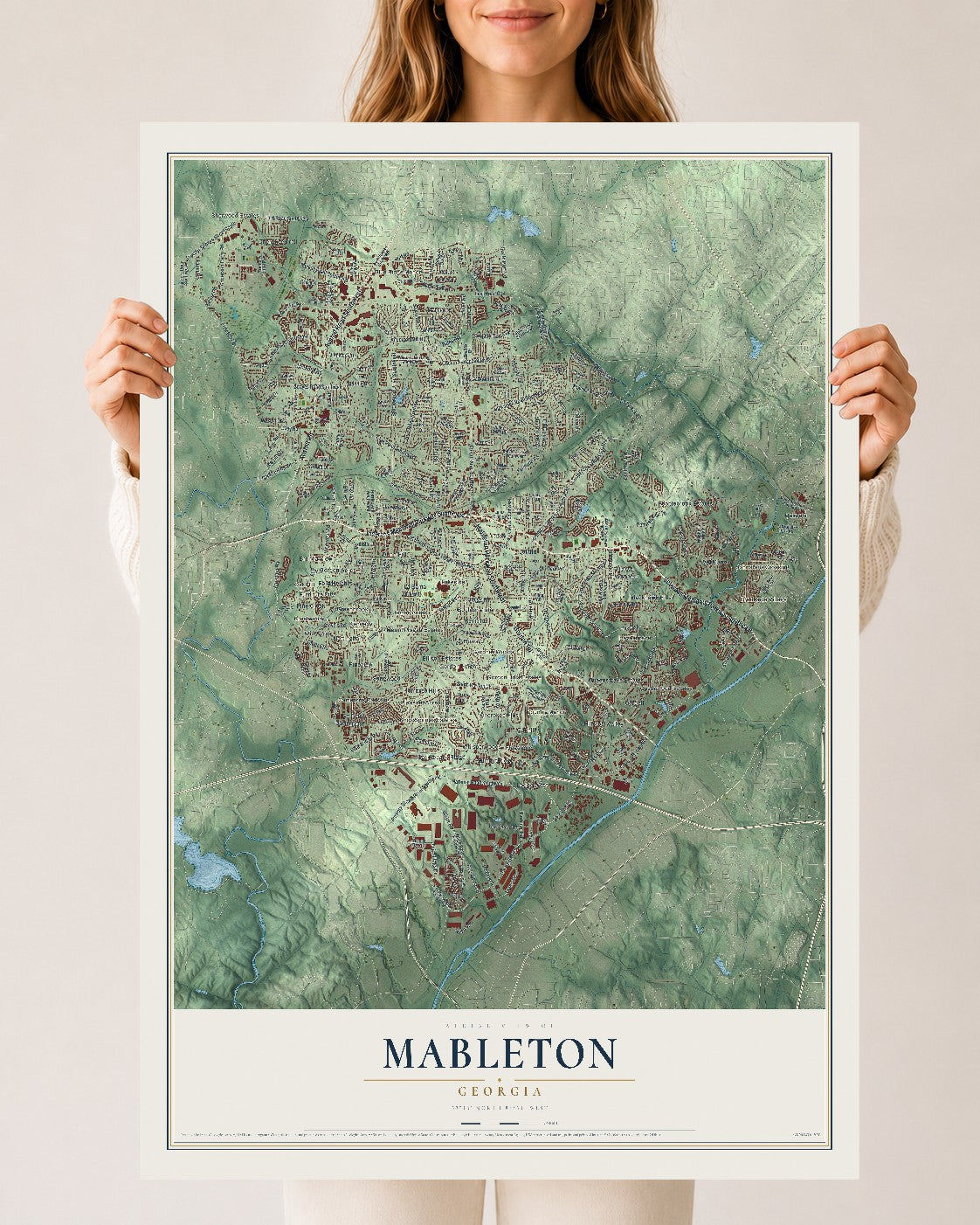 Mableton, Georgia map print, 24" x 36" Archival Matte Print mockup