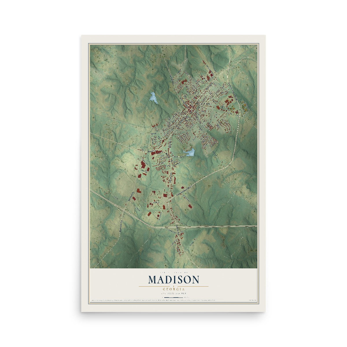 Madison, Georgia map print, 12" x 18" Archival Matte Print mockup