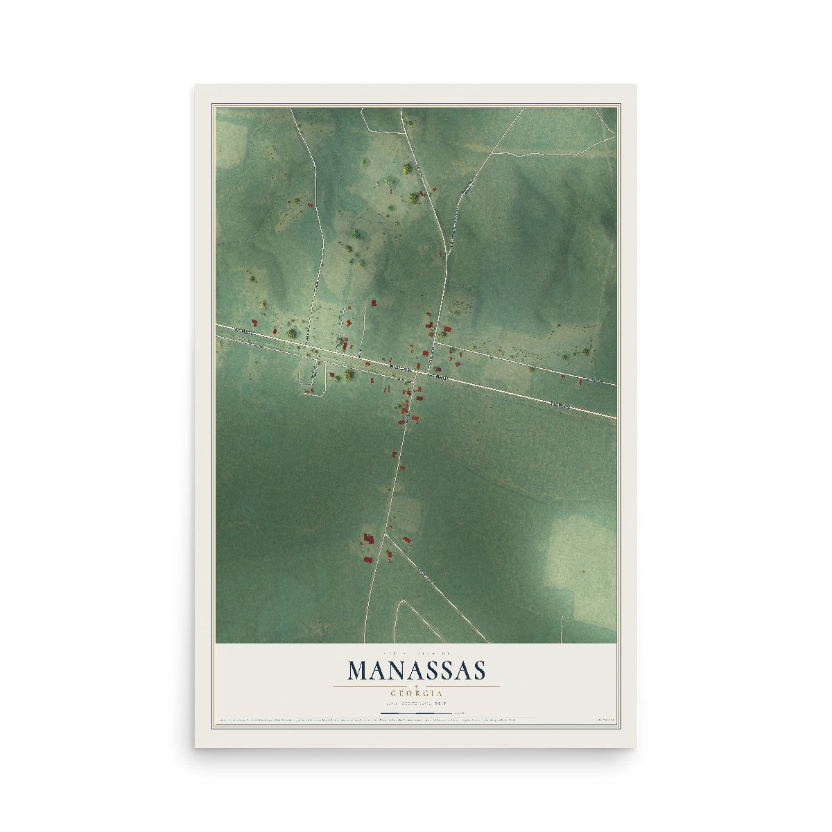 Manassas, Georgia map print, 12" x 18" Archival Matte Print mockup