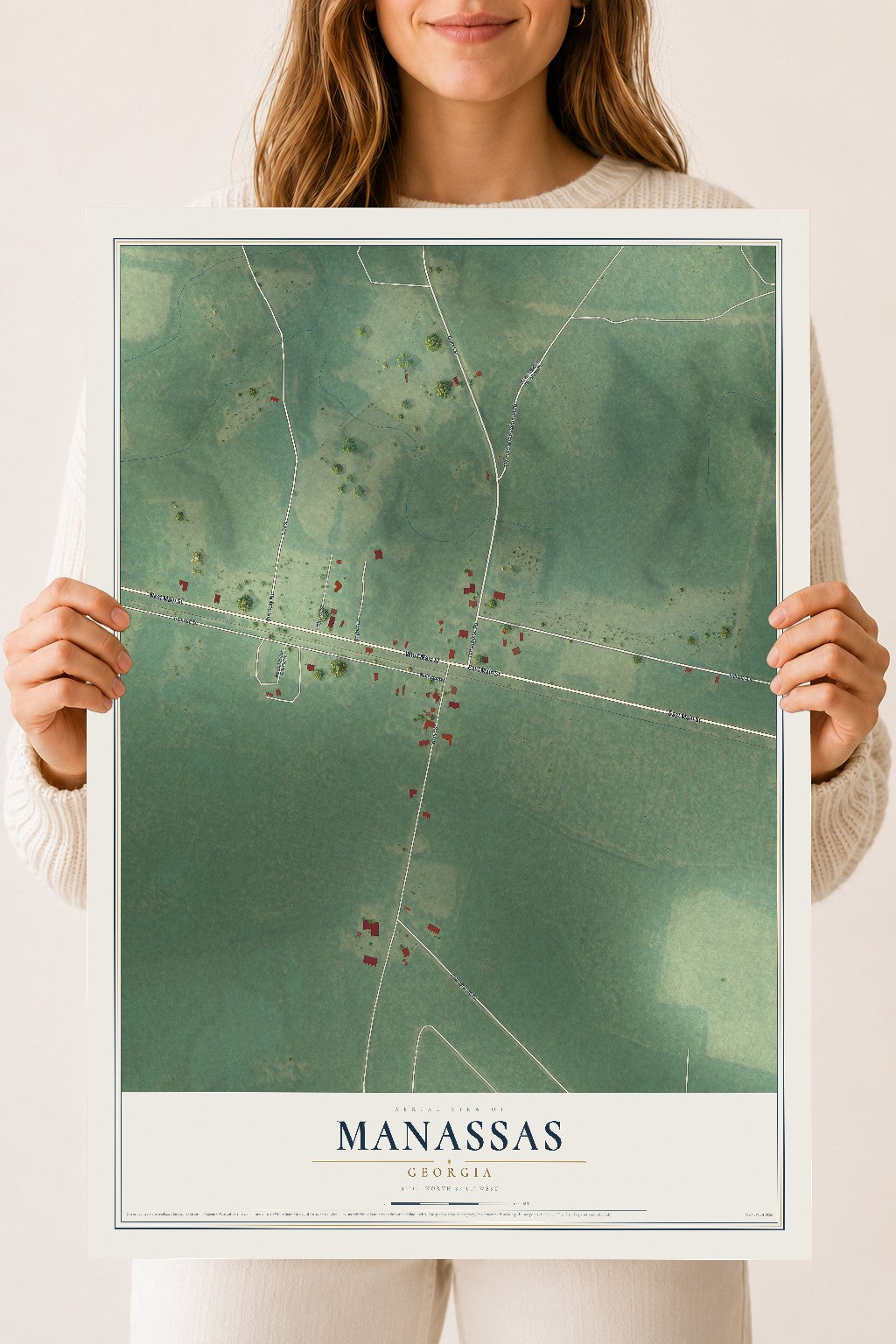 Manassas, Georgia map print, 18" x 24" Archival Matte Print mockup