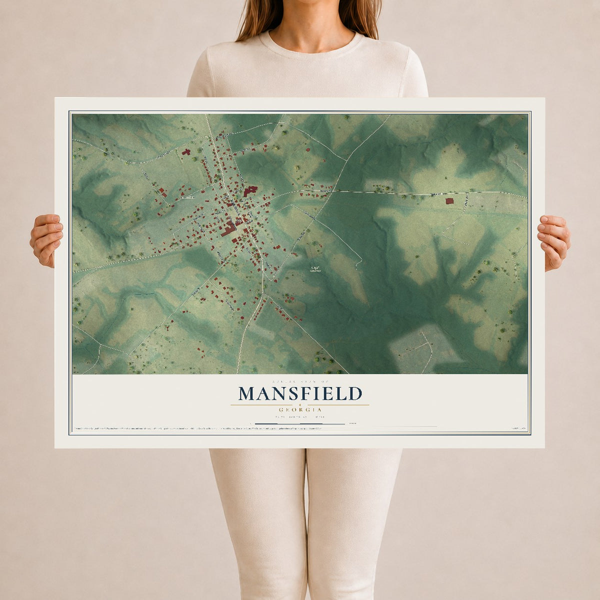 Mansfield, Georgia map print, 24" x 36" Archival Matte Print mockup