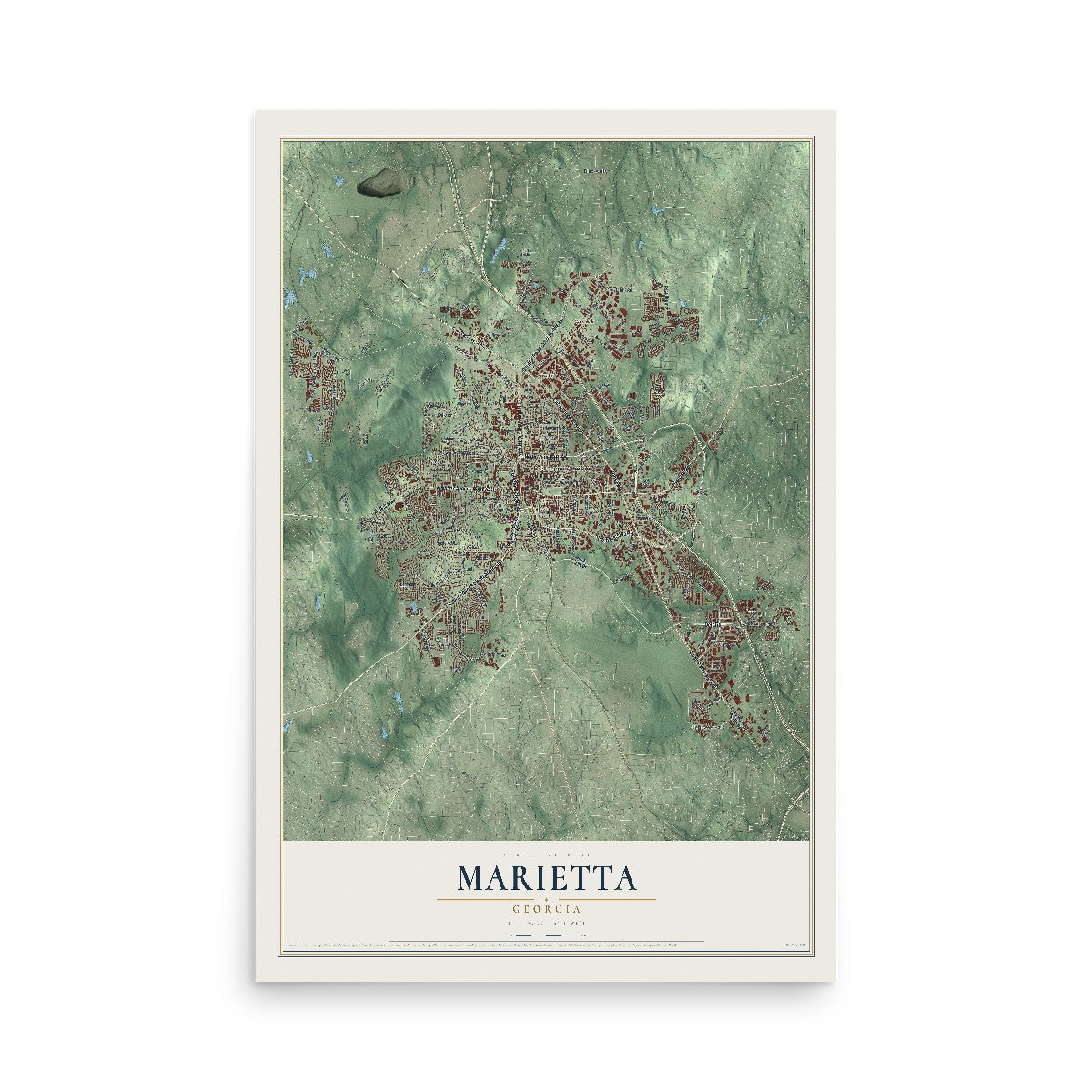 Marietta, Georgia map print, 12" x 18" Archival Matte Print mockup