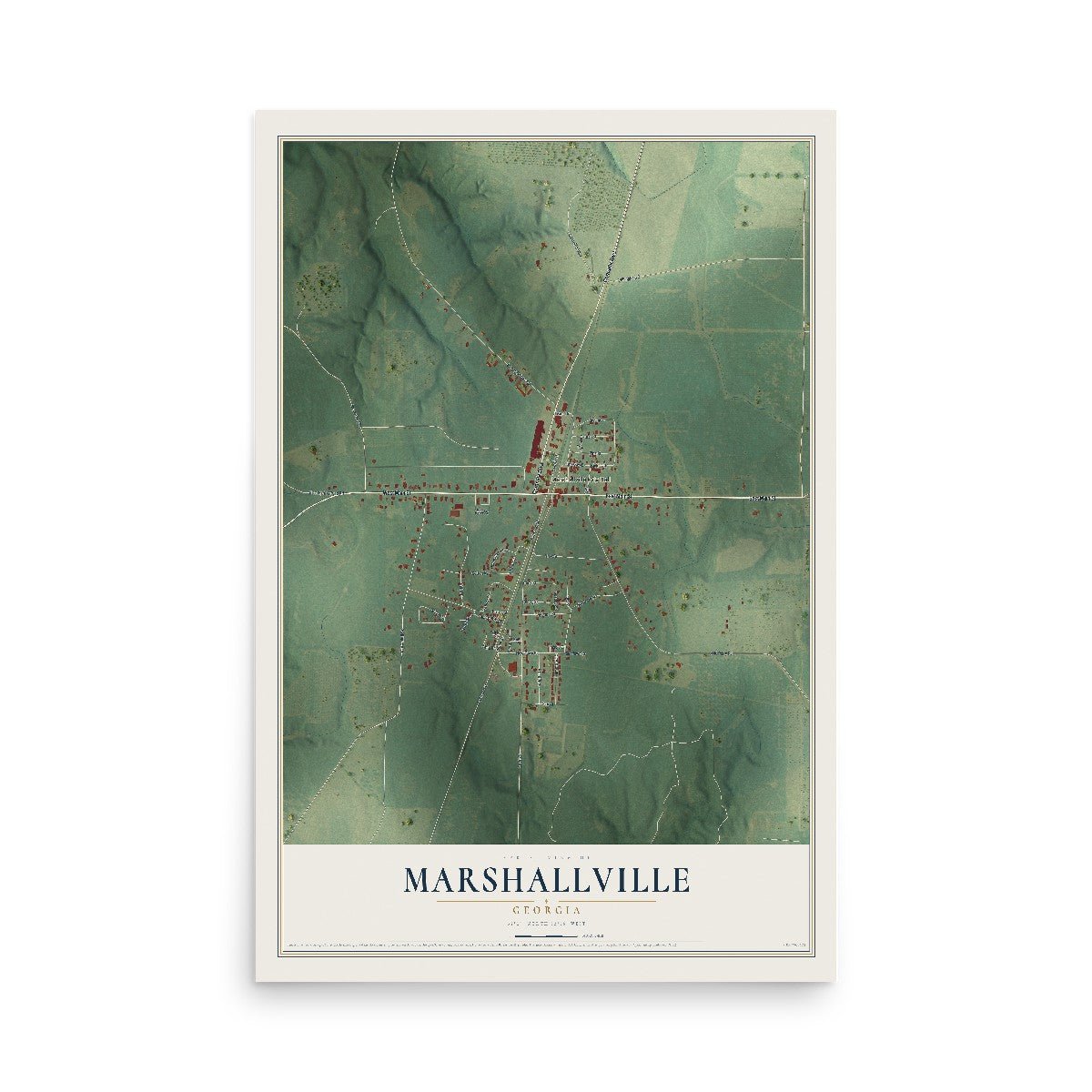 Marshallville, Georgia map print, 12" x 18" Archival Matte Print mockup