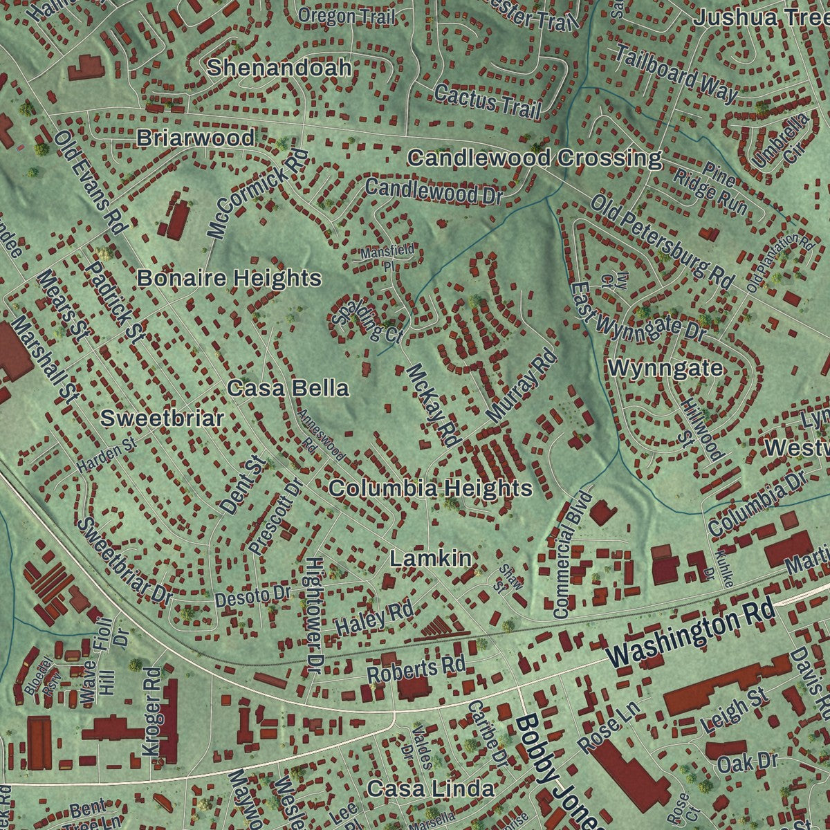 Close-up 1 of the Martinez, Georgia map artwork