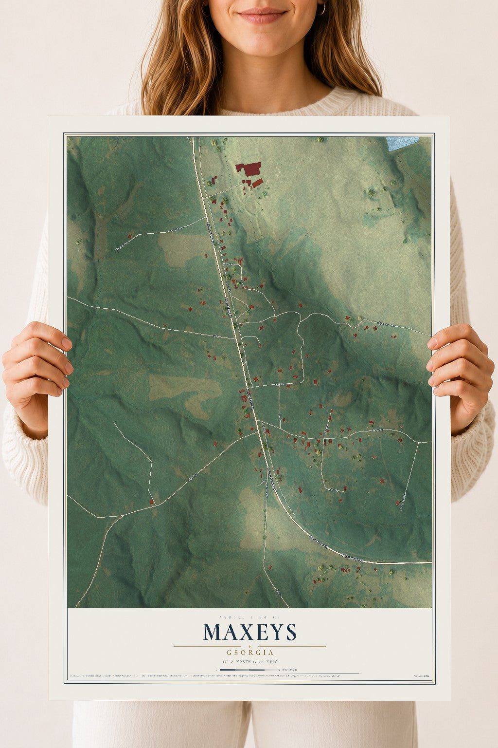 Maxeys, Georgia map print, 18" x 24" Archival Matte Print mockup