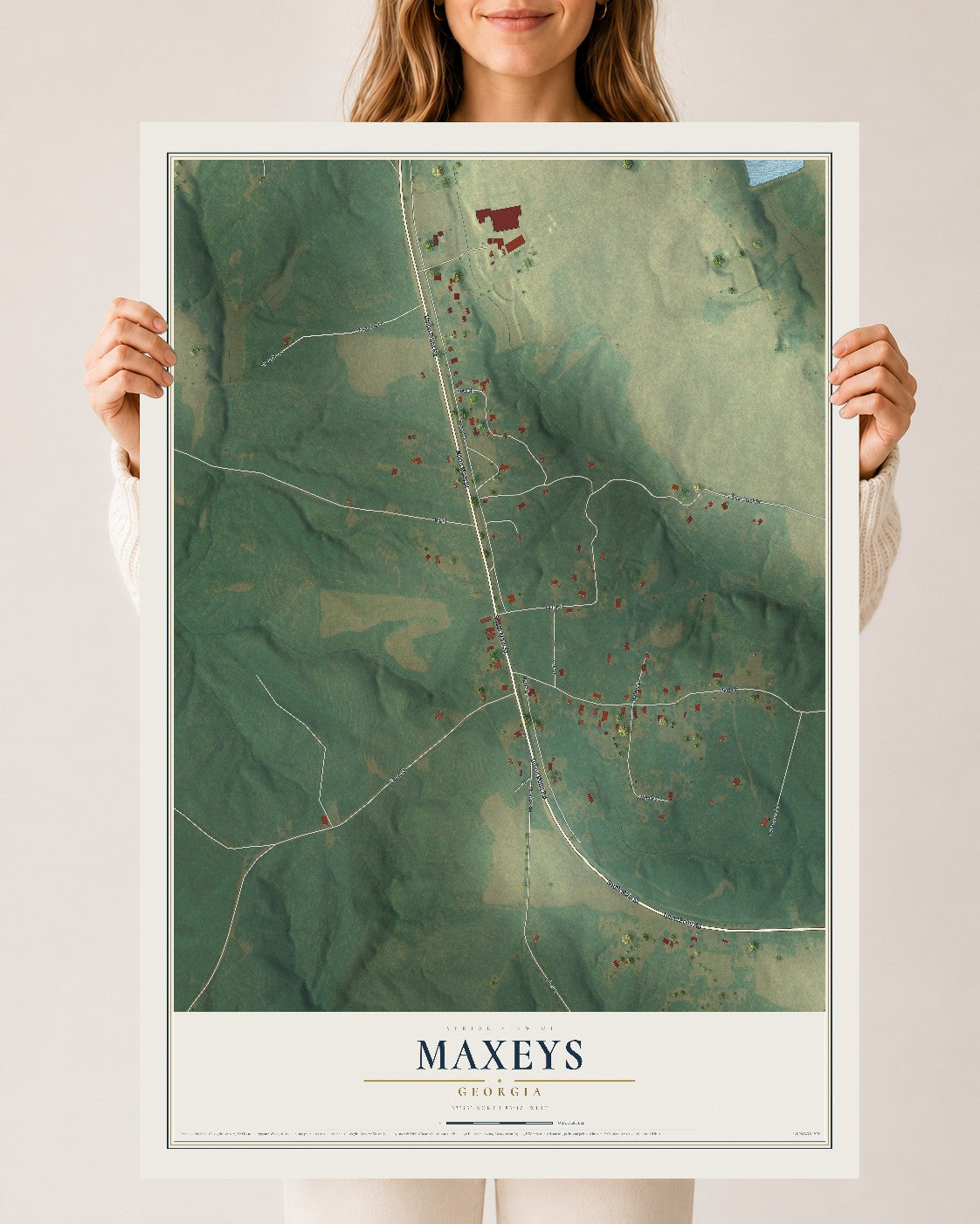 Maxeys, Georgia map print, 24" x 36" Archival Matte Print mockup