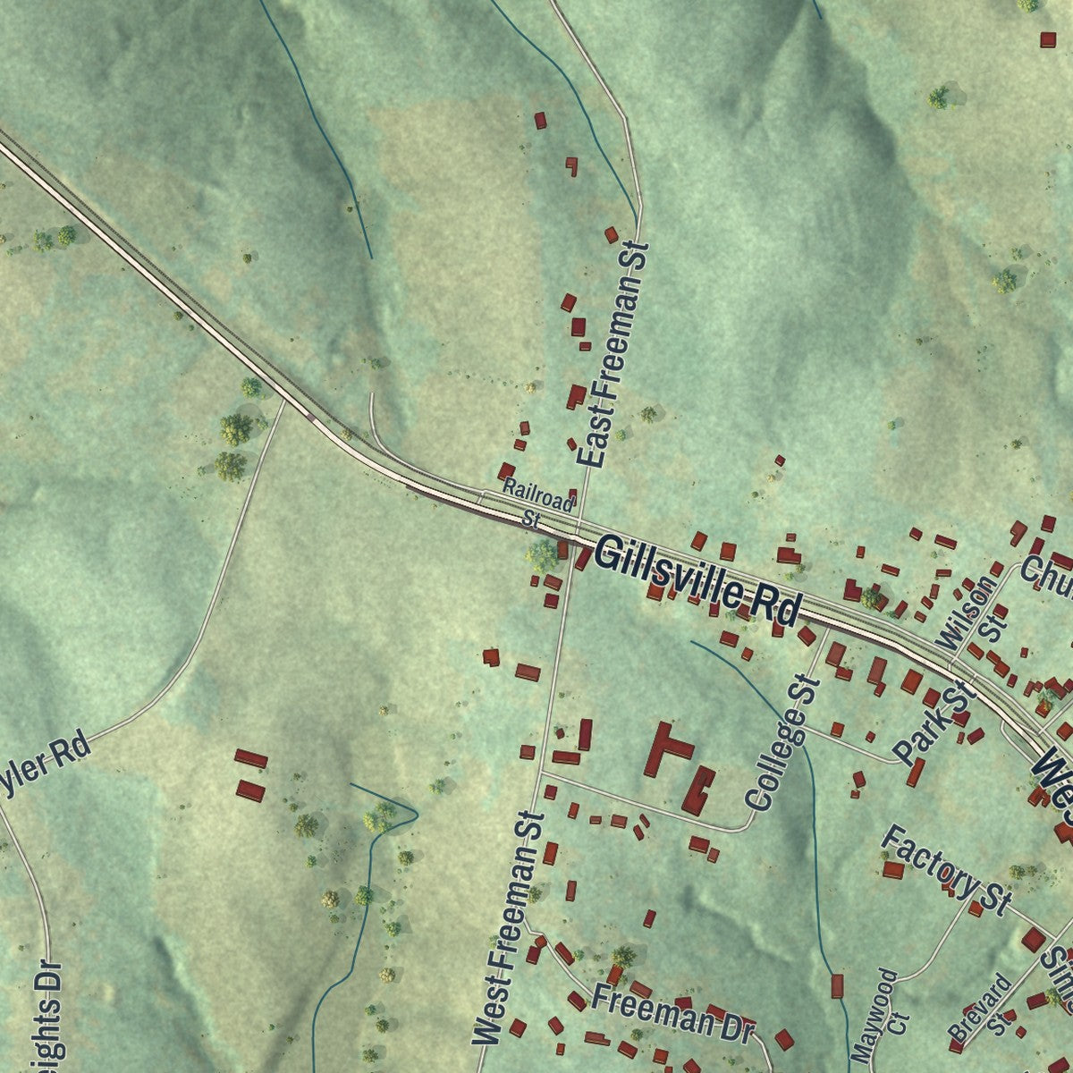 Close-up 2 of the Maysville, Georgia map artwork
