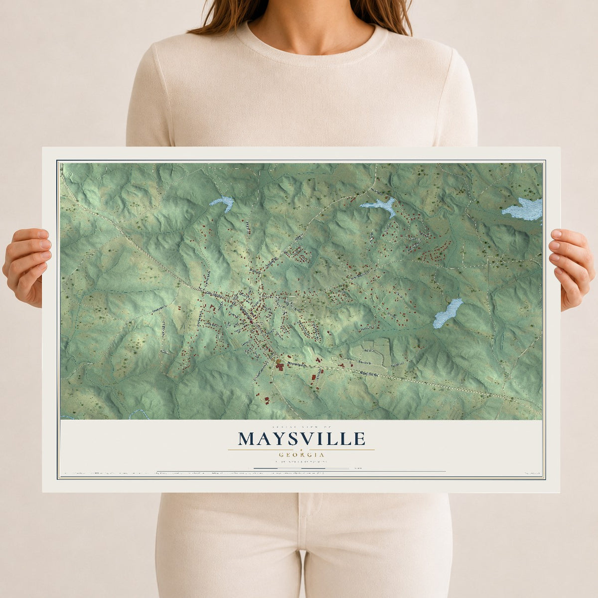 Maysville, Georgia map print, 12" x 18" Archival Matte Print mockup