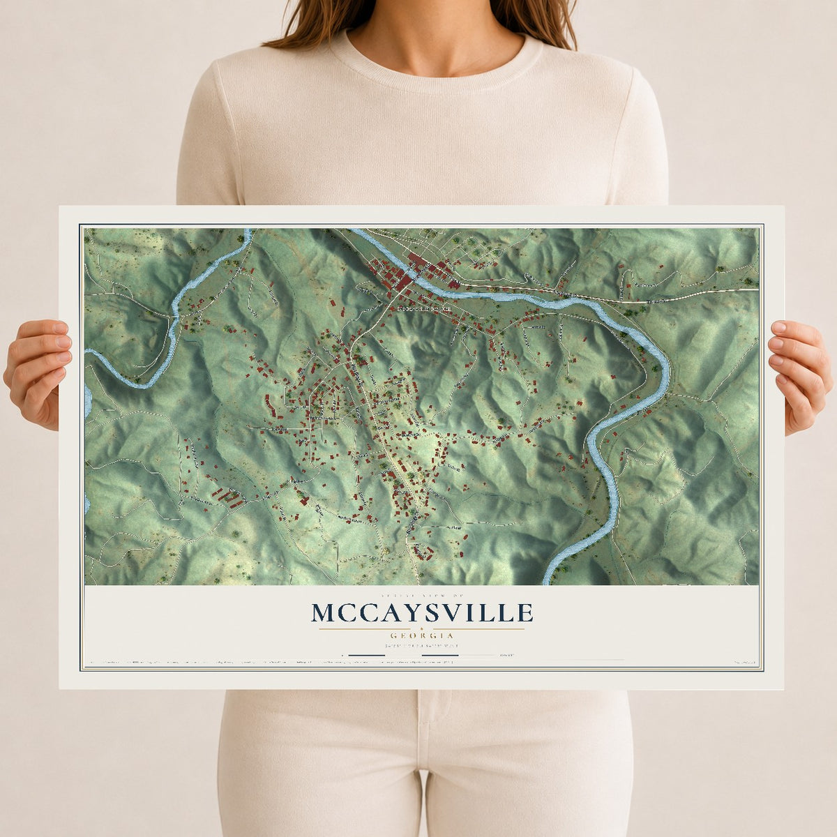 McCaysville, Georgia map print, 12" x 18" Archival Matte Print mockup