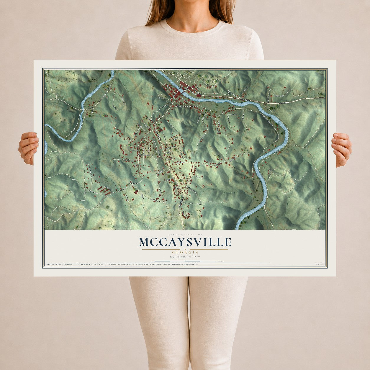 McCaysville, Georgia map print, 24" x 36" Archival Matte Print mockup