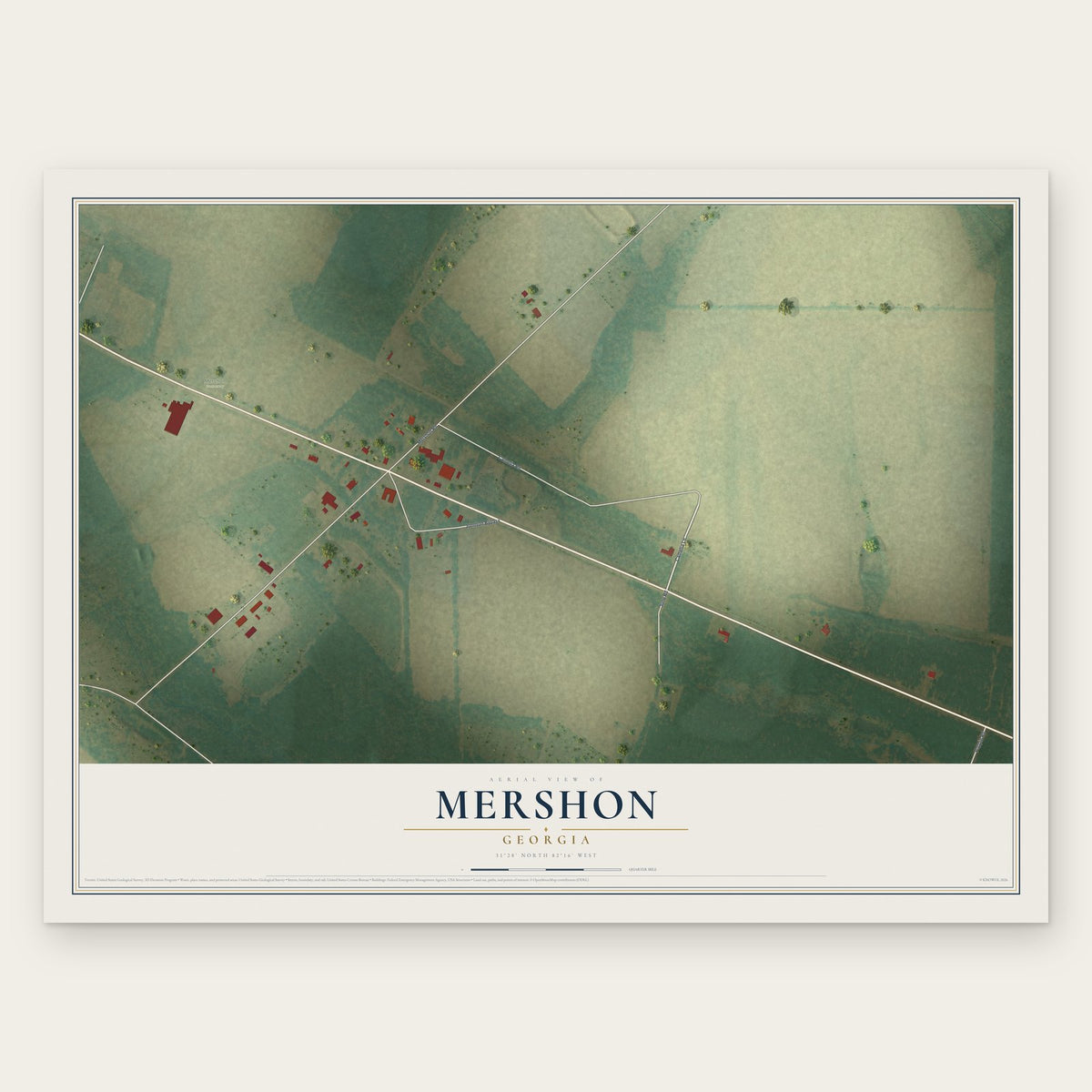 Mershon, Georgia map print, the full design