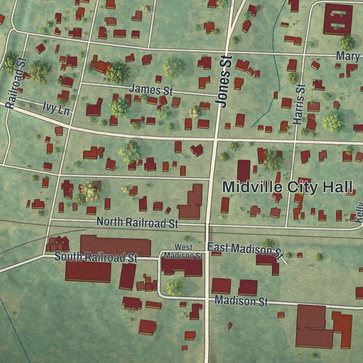 Close-up 1 of the Midville, Georgia map artwork