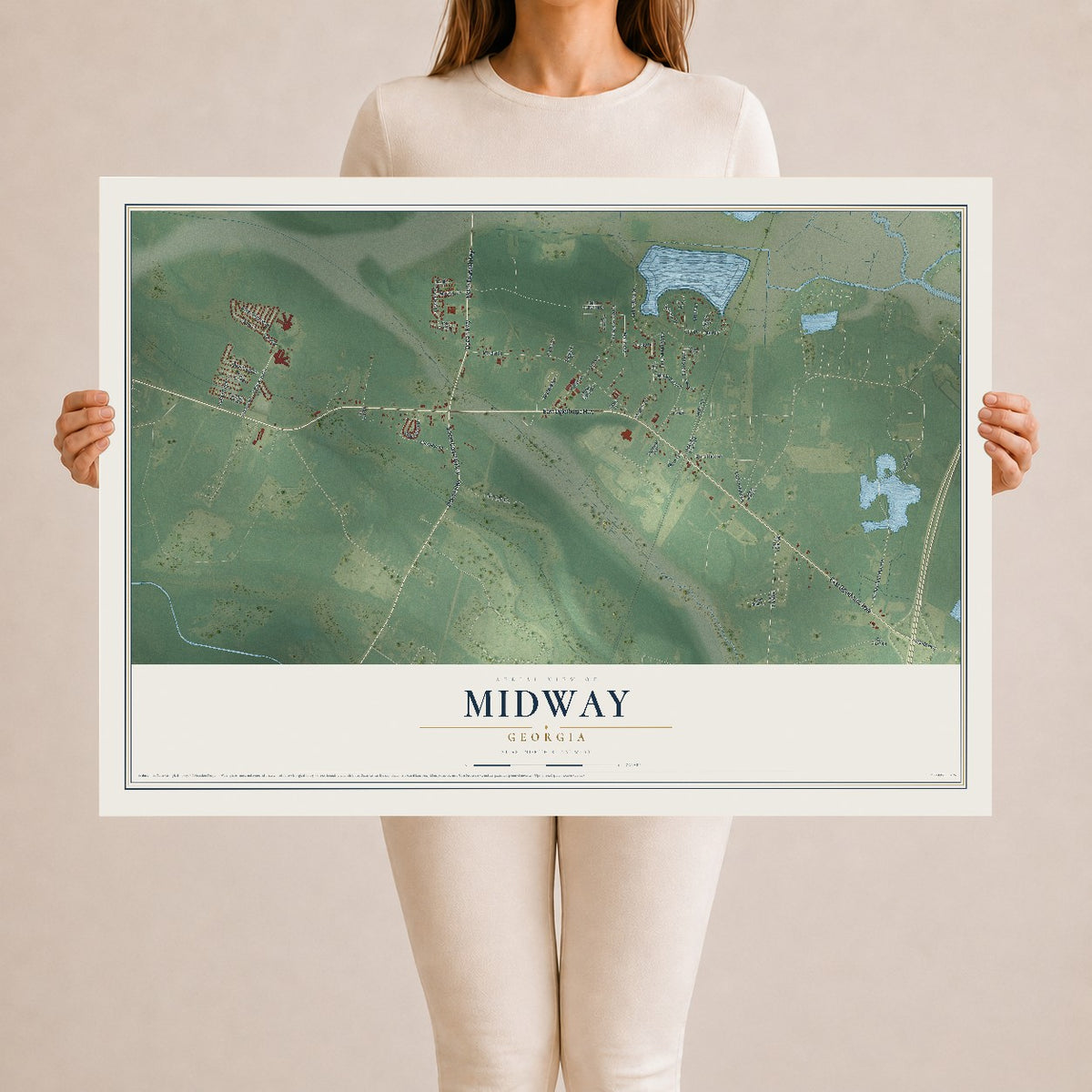 Midway, Georgia map print, 24" x 36" Archival Matte Print mockup