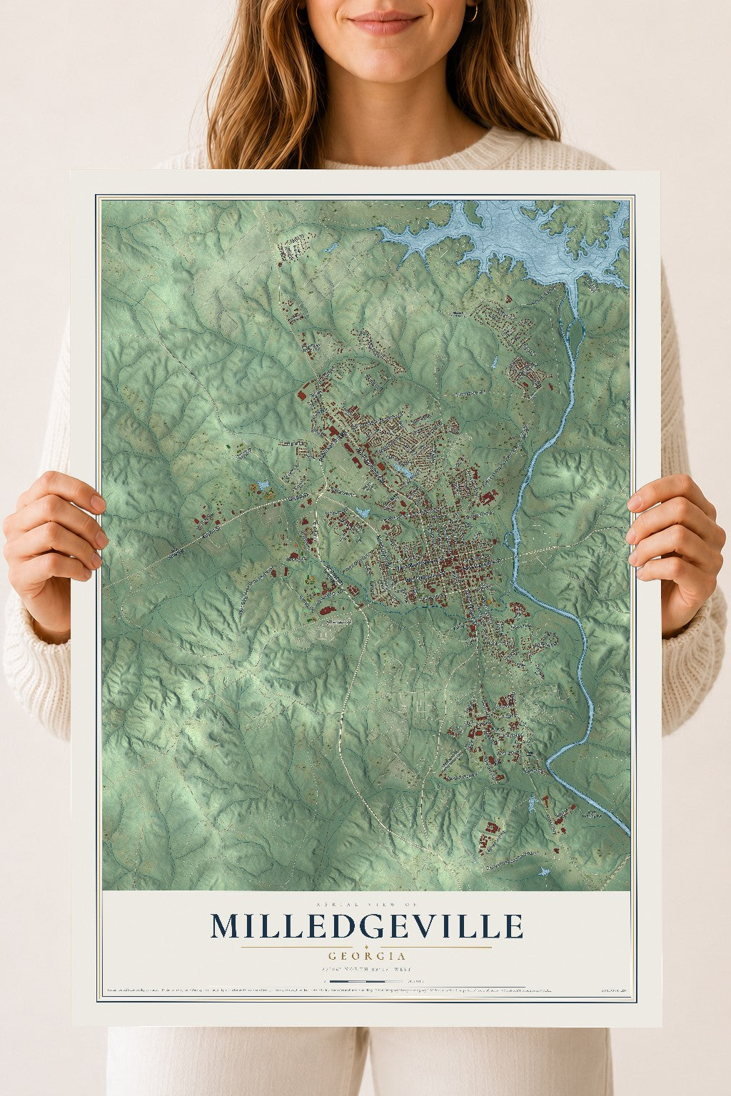 Milledgeville, Georgia map print, 18" x 24" Archival Matte Print mockup