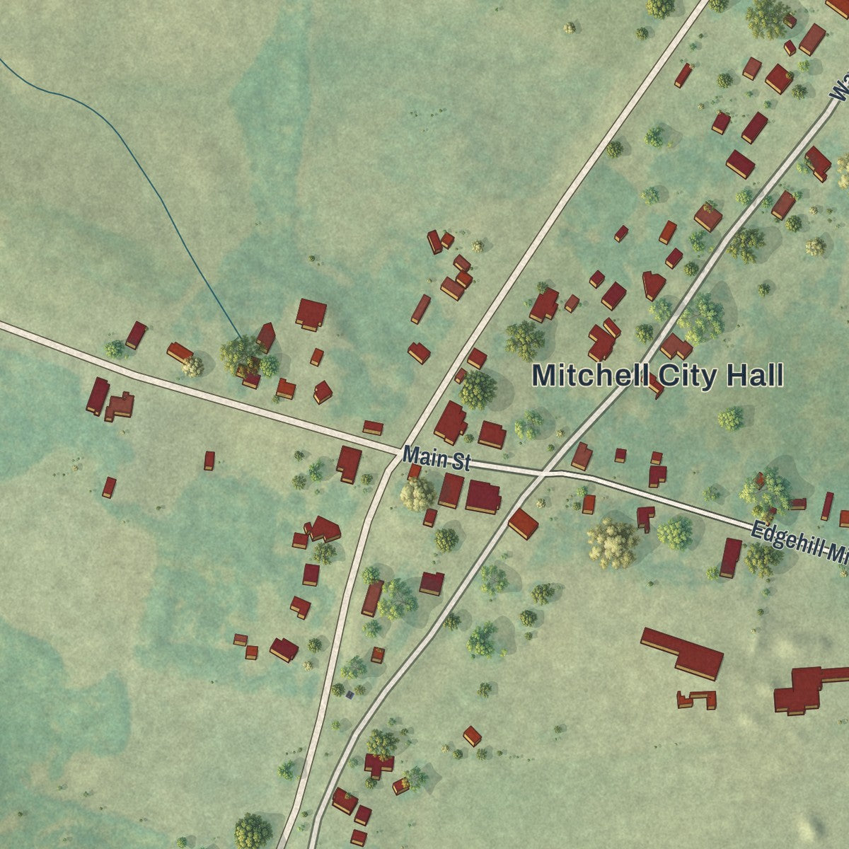Close-up 1 of the Mitchell, Georgia map artwork