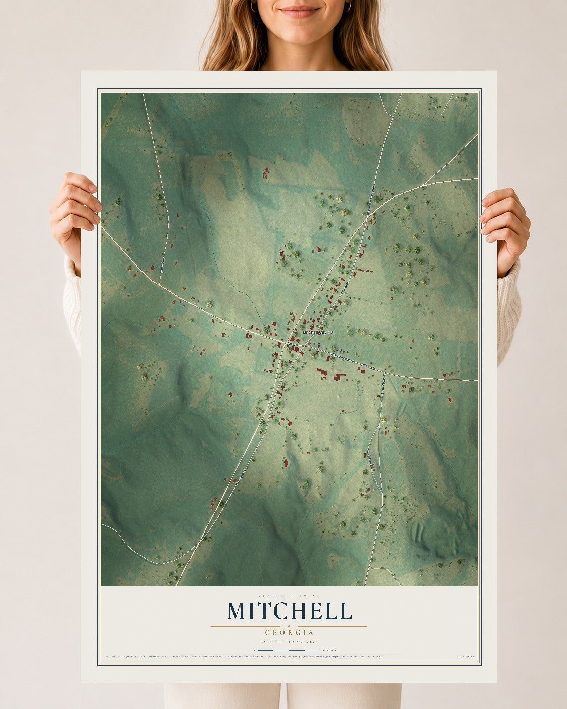 Mitchell, Georgia map print, 24" x 36" Archival Matte Print mockup