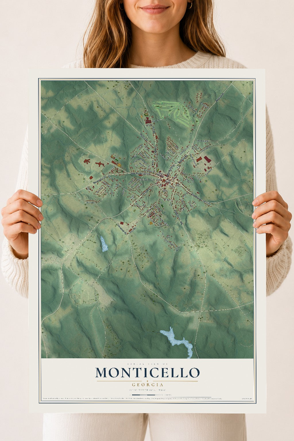 Monticello, Georgia map print, 18" x 24" Archival Matte Print mockup