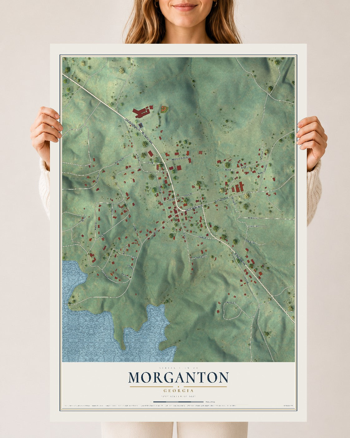 Morganton, Georgia map print, 24" x 36" Archival Matte Print mockup