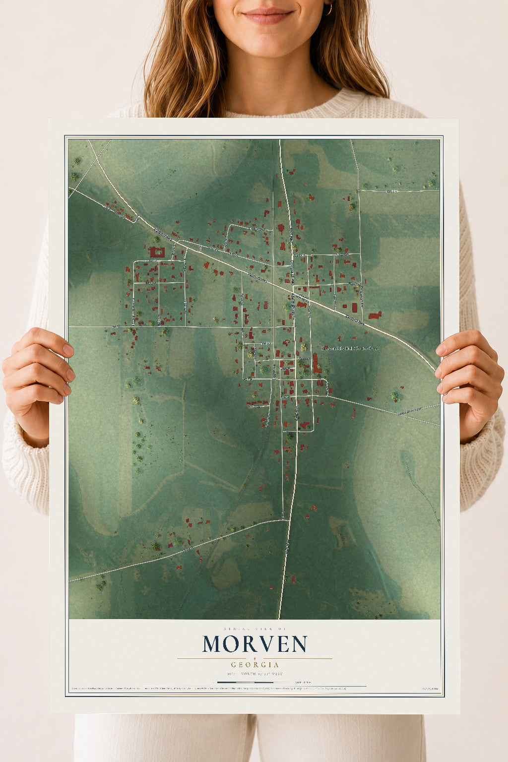 Morven, Georgia map print, 18" x 24" Archival Matte Print mockup